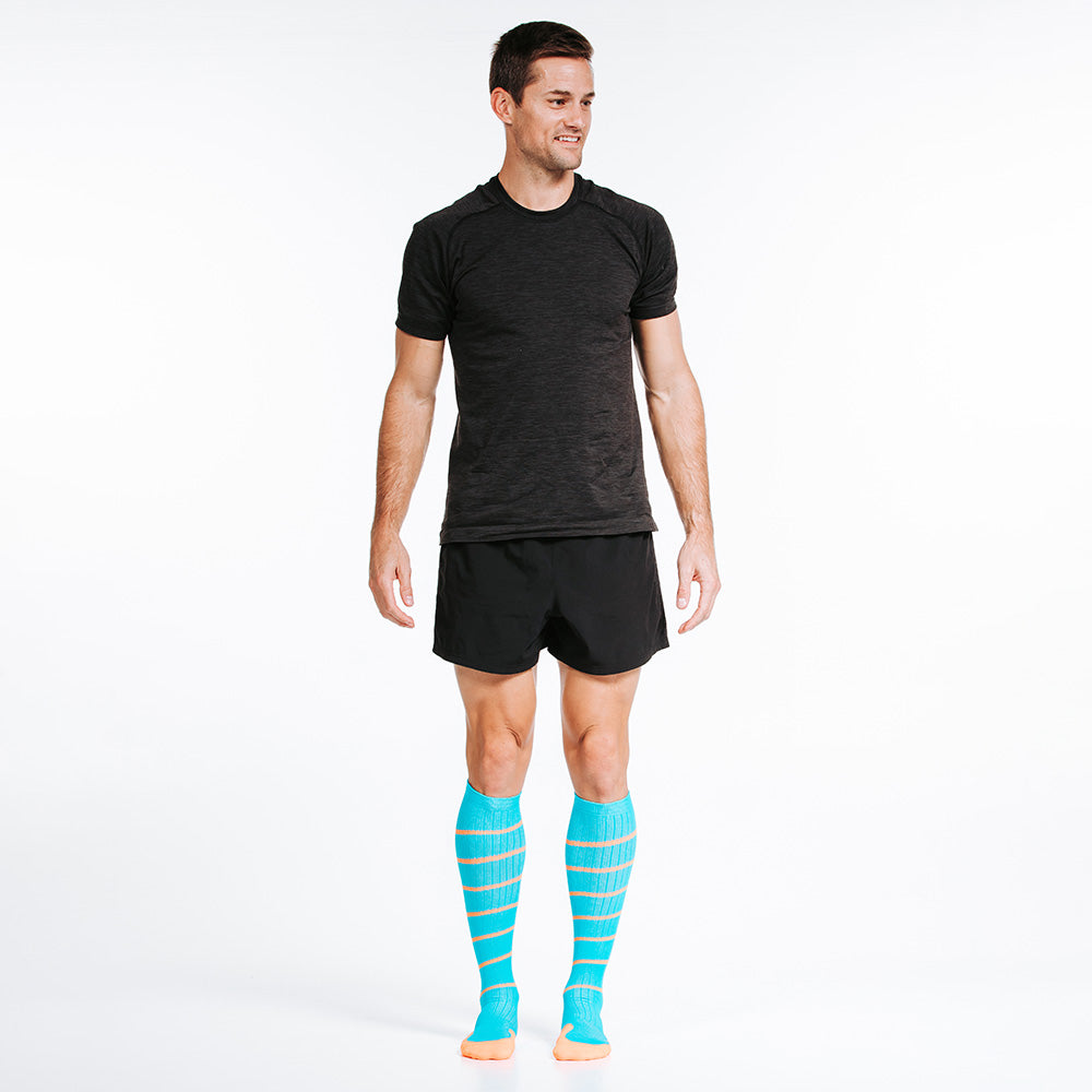 Pro Compression Marathon Socks, Aqua Swirl