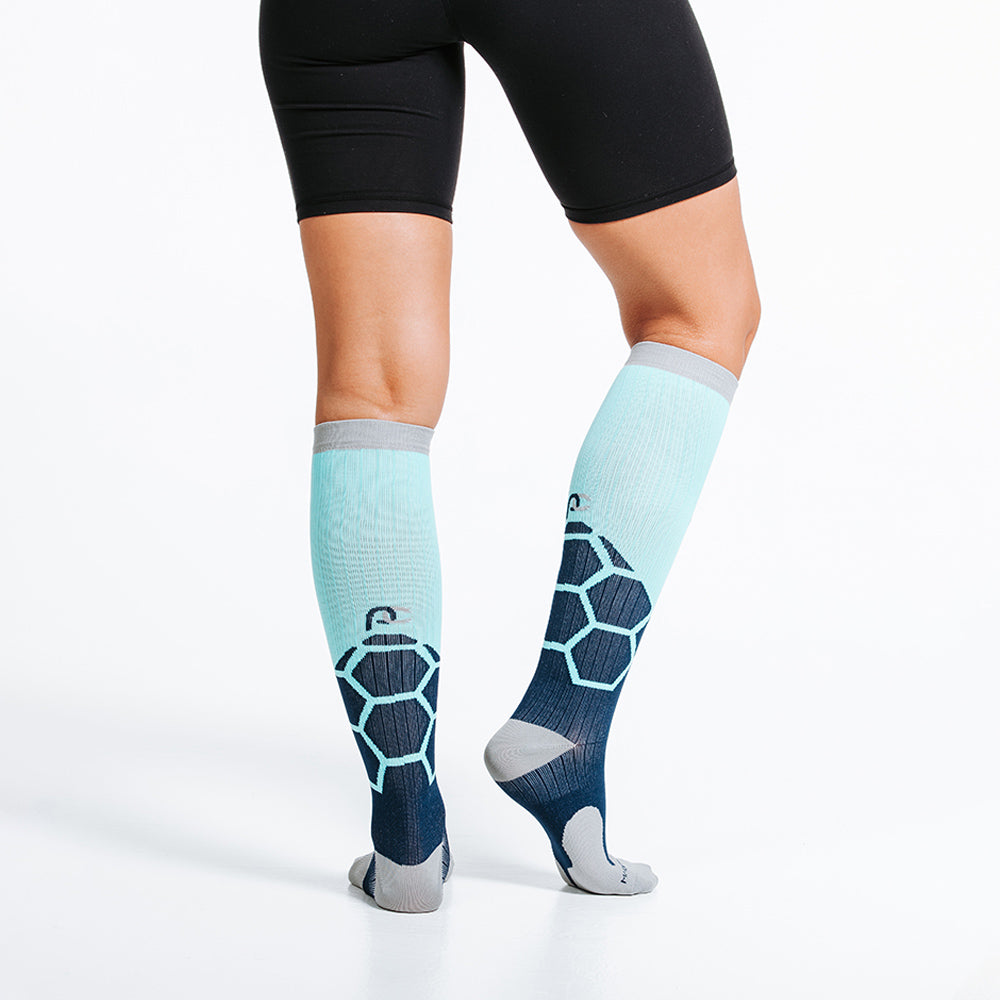 Pro Compression Marathon Socks, Navy and Mint Boom