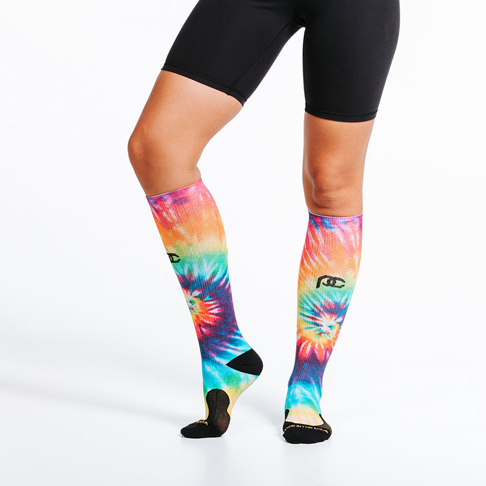 Pro Compression Marathon Socks, Rainbow Tie Dye