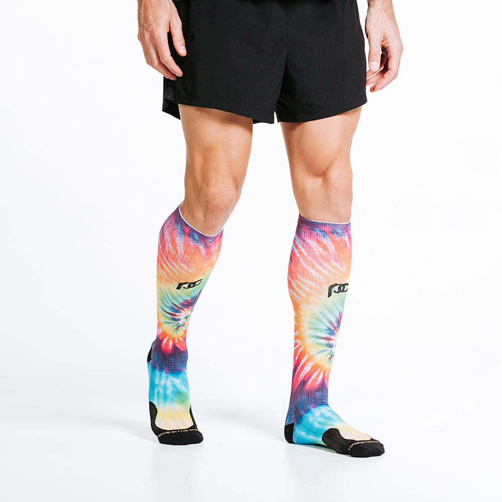 Pro Compression Marathon Socks, Rainbow Tie Dye